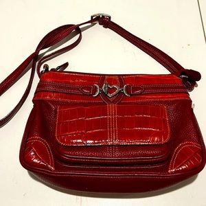 Vintage Brighton Red Leather Crossbody Bag